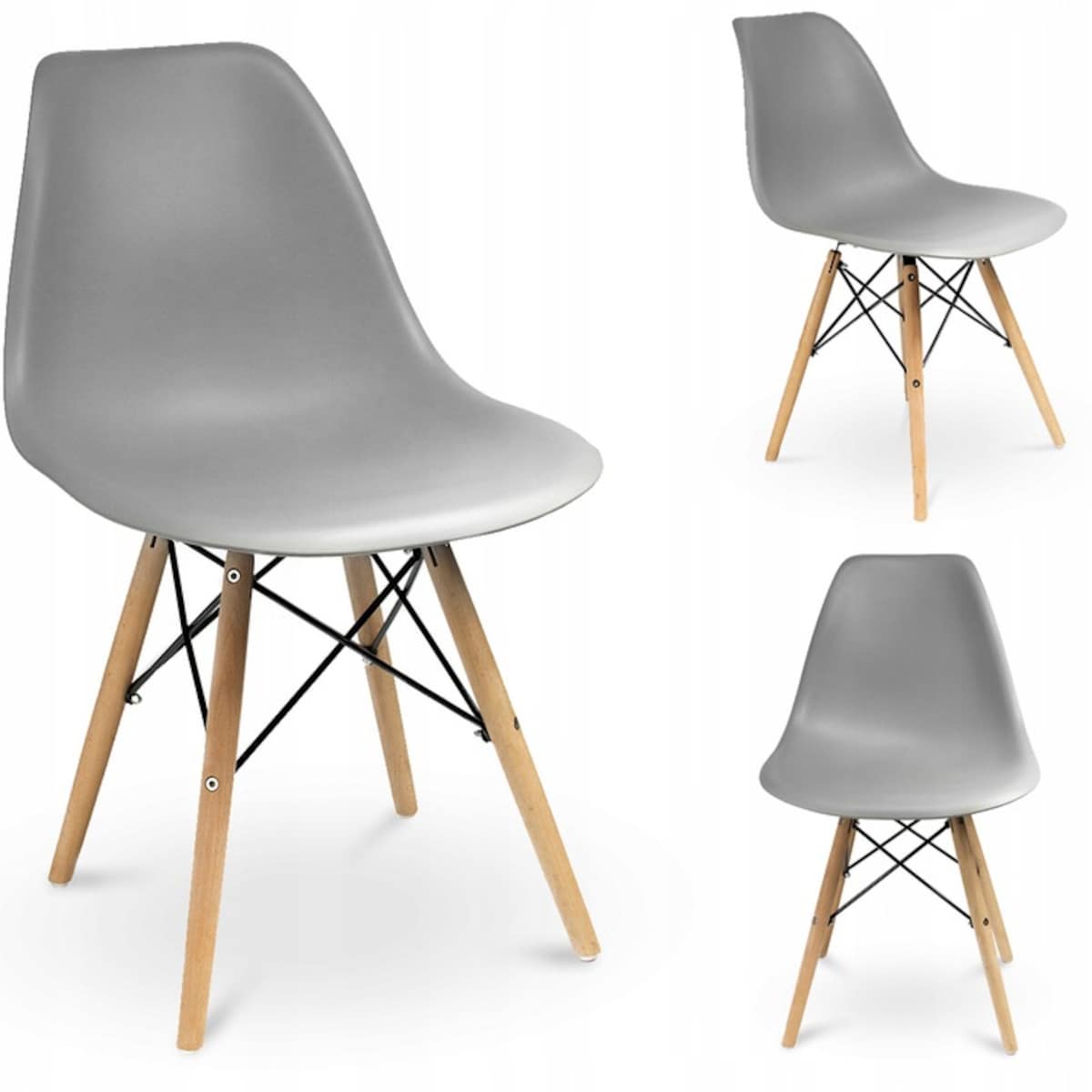 KRZESŁO SKANDYNAWSKIE bukowe do KUCHNI salonu jadalni EVA szare