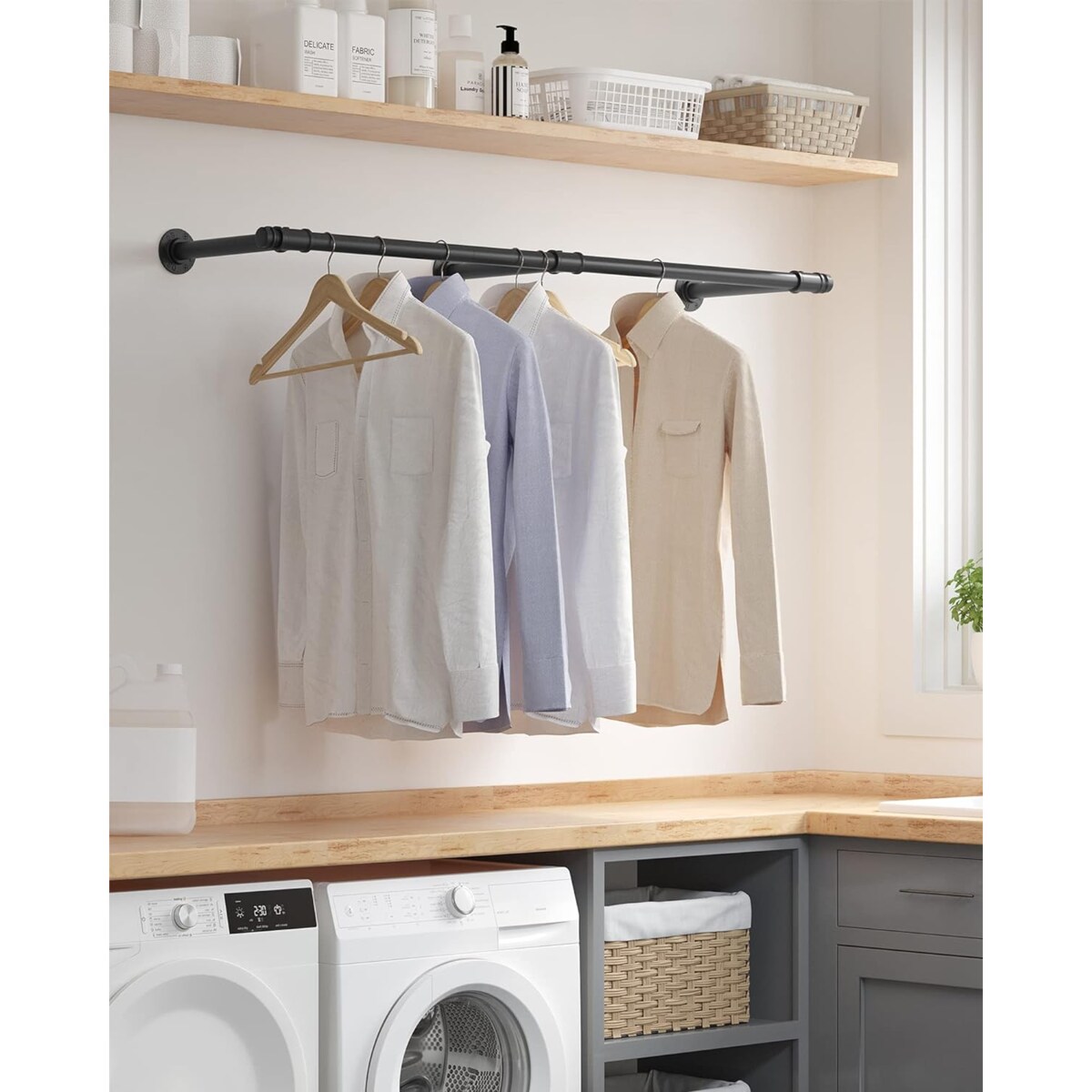 Wieszak Drążek Ścienny 170X30,4X7 Cm Czarny