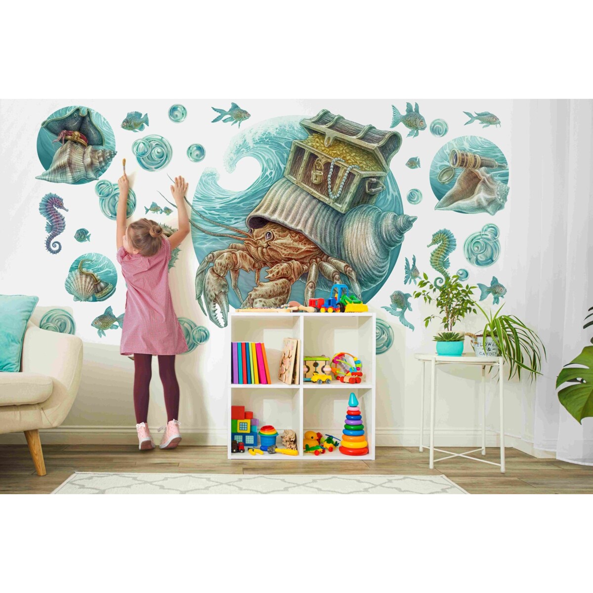 Zestaw naklejek na ścianę, Świat kraba, 80cm