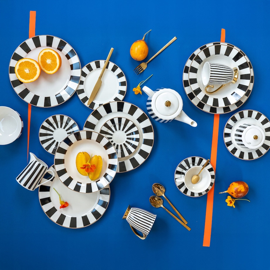 14 cm ELEGANCKA miska SALATERKA śniadaniowa na płatki owsiankę paski 2szt