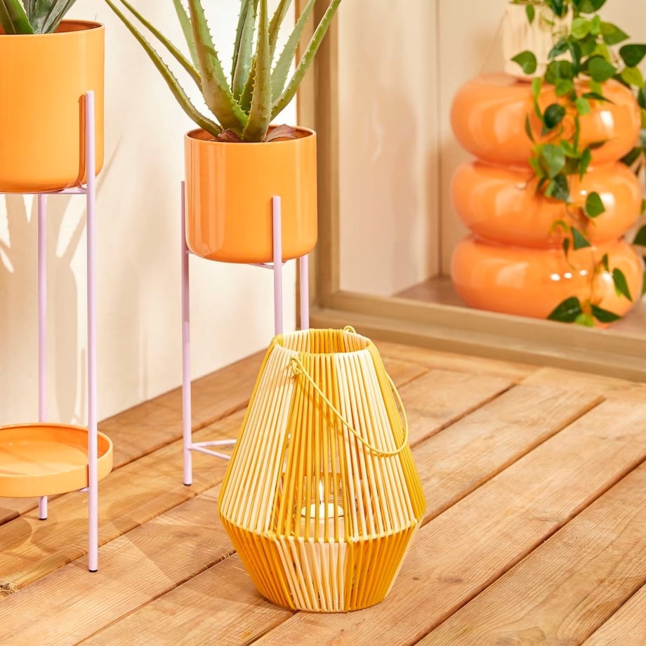 Stolik pomocniczy, boczny, Stoneto glossy, pomarańczowy, 43x35x35cm