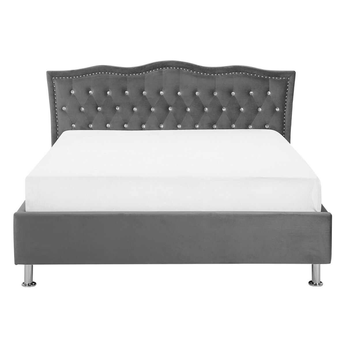 Łóżko z pojemnikiem welurowe 140 x 200 cm ciemnoszare METZ