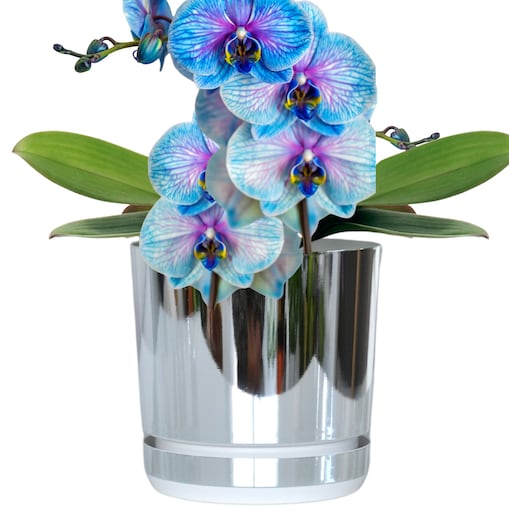 18 cm wzór KRAINA LODU Doniczka z podstawką glamour elegancka efekt lustra wysoki połysk nowoczesna