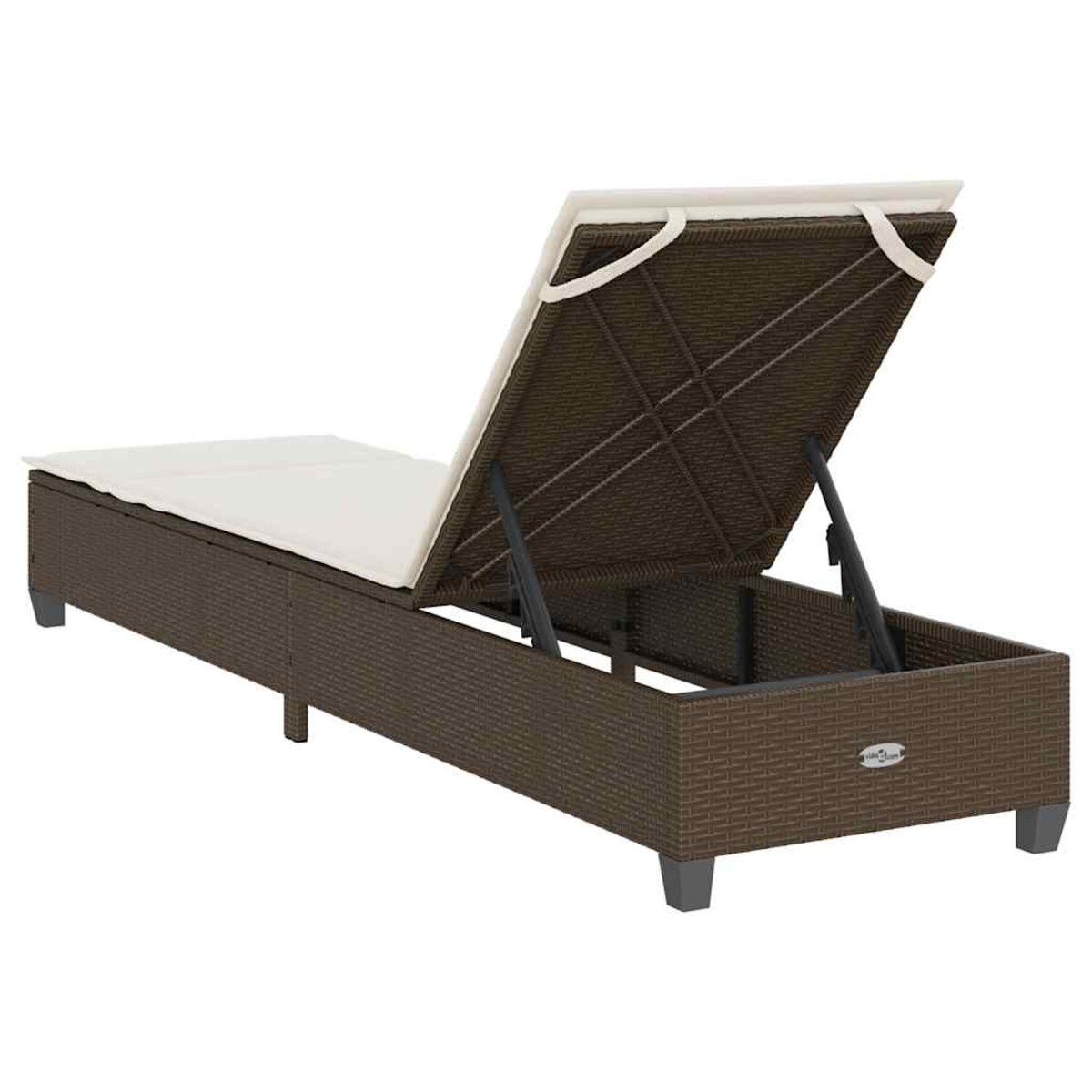 vidaXL Leżak z poduszkami Brązowy 55x200x25,5cm Polirattan