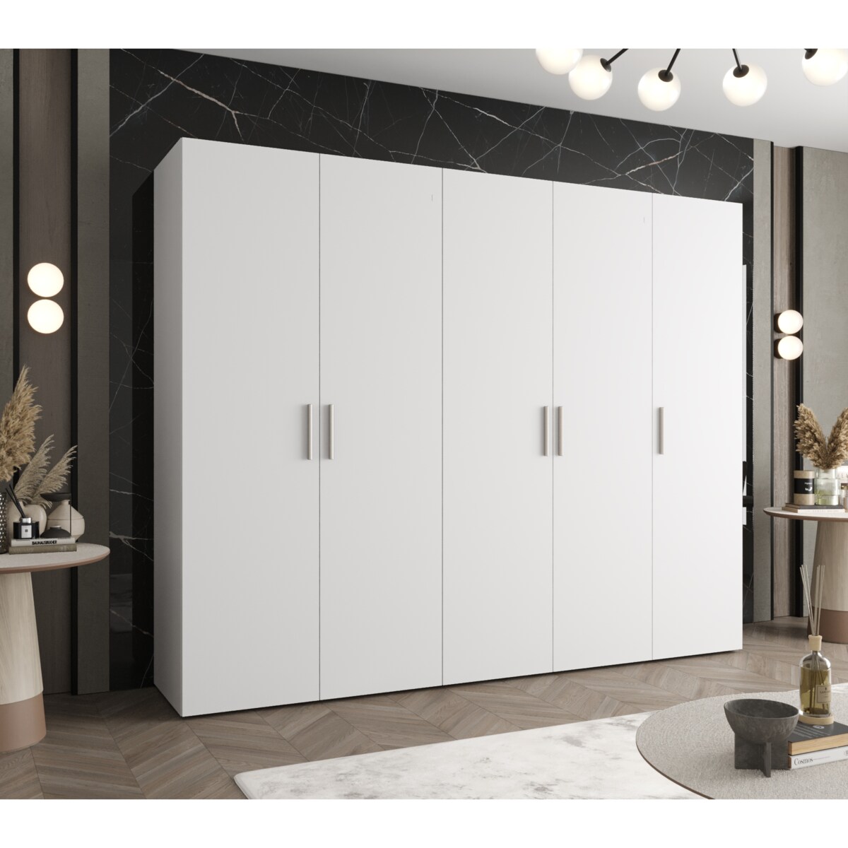 Szafa uchylna otwierana BARI 1 250 wys. 202 cm Biały + u. Srebrny