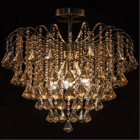 Kryształowa LAMPA sufitowa 5193/4 21QG Elem metalowa OPRAWA crystal glamour mosiądz bursztynowa