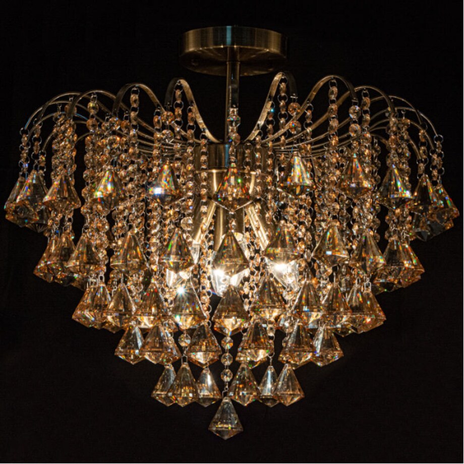 Kryształowa LAMPA sufitowa 5193/4 21QG Elem metalowa OPRAWA crystal glamour mosiądz bursztynowa