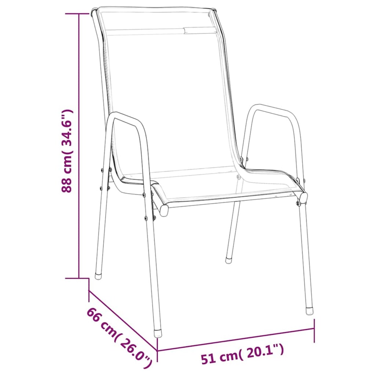 vidaXL Krzesła ogrodowe, 2 szt., stal i tworzywo textilene, czarne