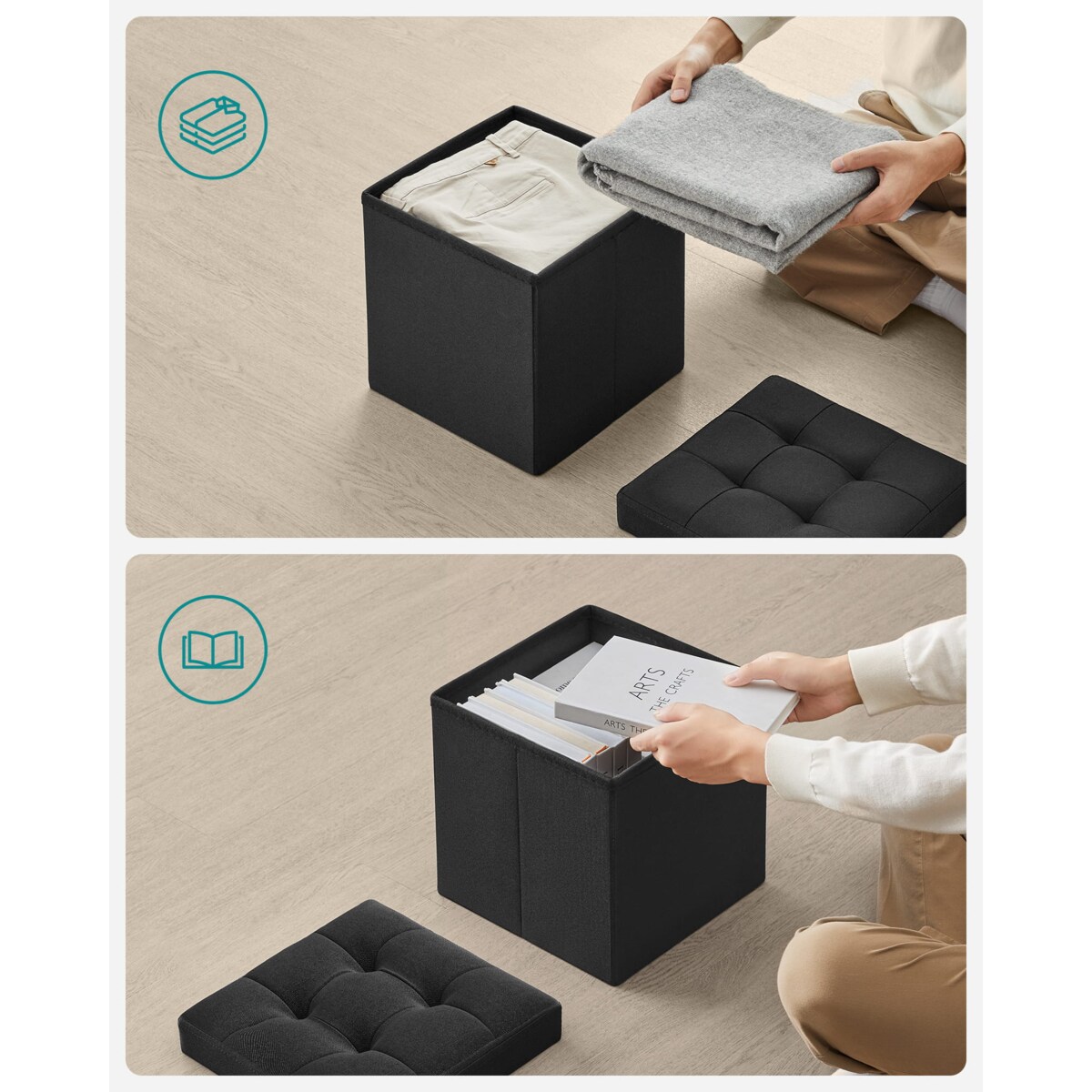 Pufa Siedzisko do sypialni pokoju przedpokoju Czarna