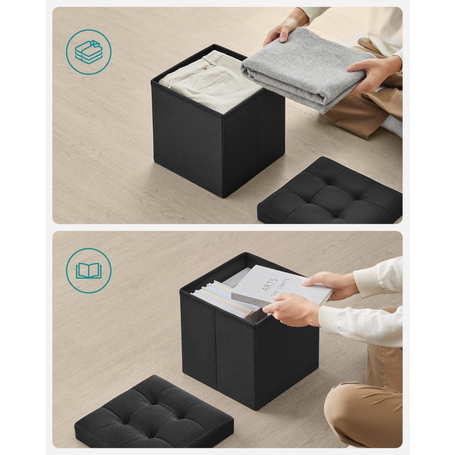 Pufa Siedzisko do sypialni pokoju przedpokoju Czarna