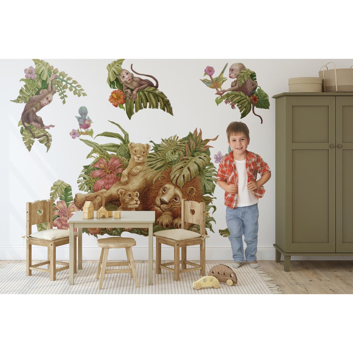 Zestaw naklejek na ścianę, Safari tropikalne, 80cm