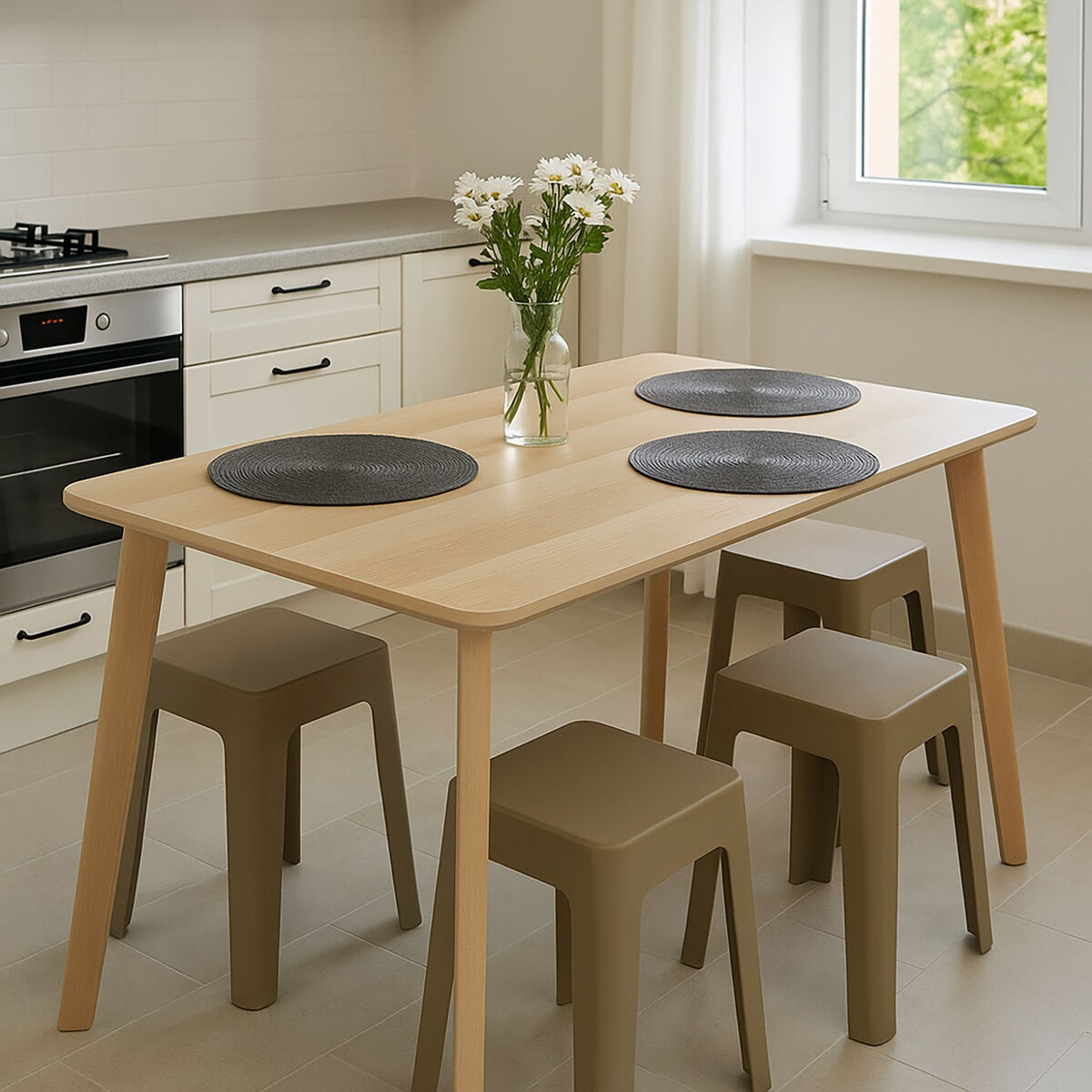 Lekki taboret z tworzywa sztucznego, 33 x 33 x 47 cm