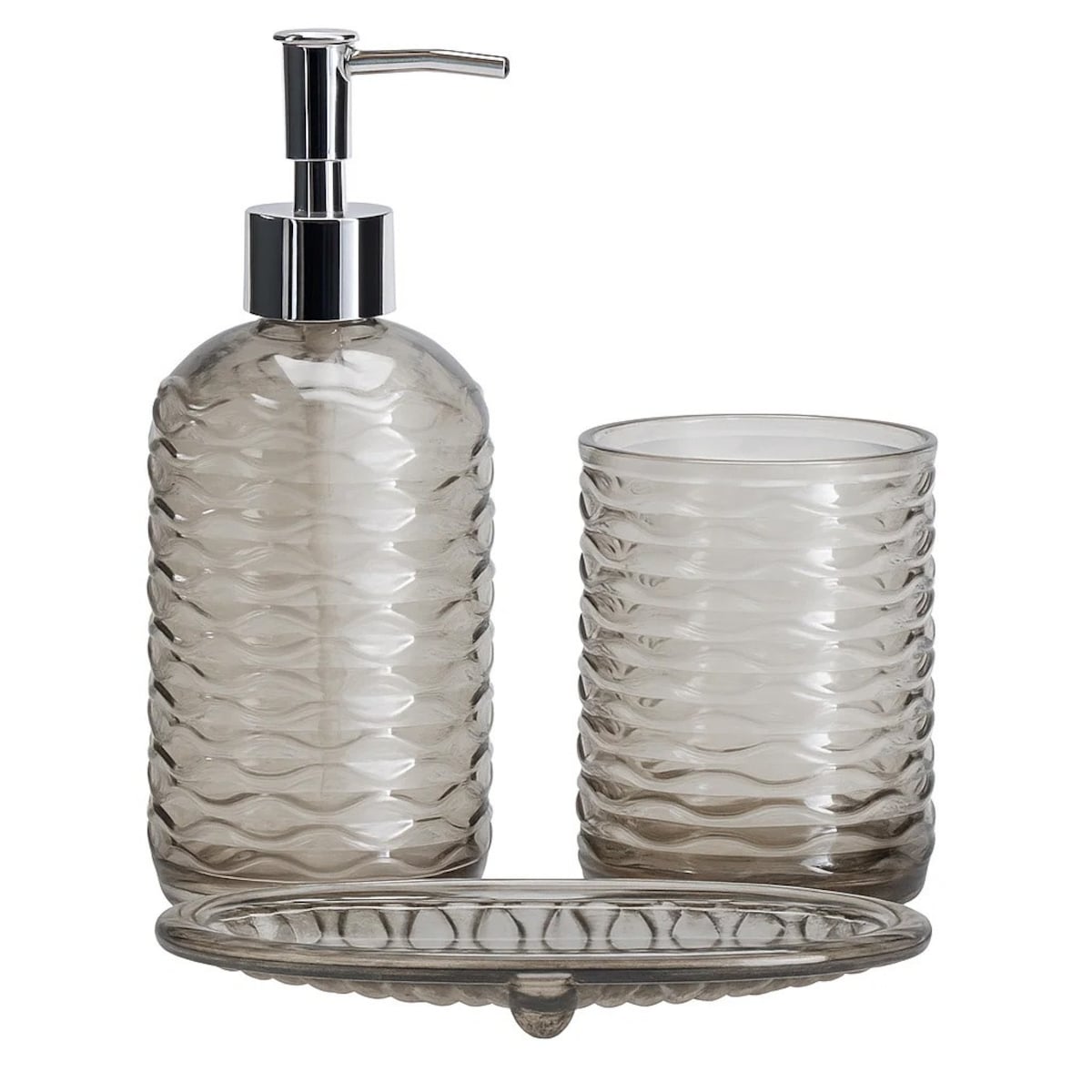 Zestaw 3 akcesoriów łazienkowych 410 ml NEAL taupe
