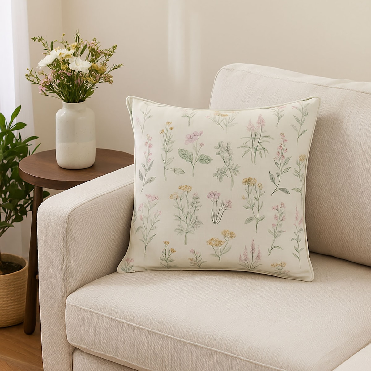 Poduszka dekoracyjna w kwiatowy wzór, 45 x 45 cm