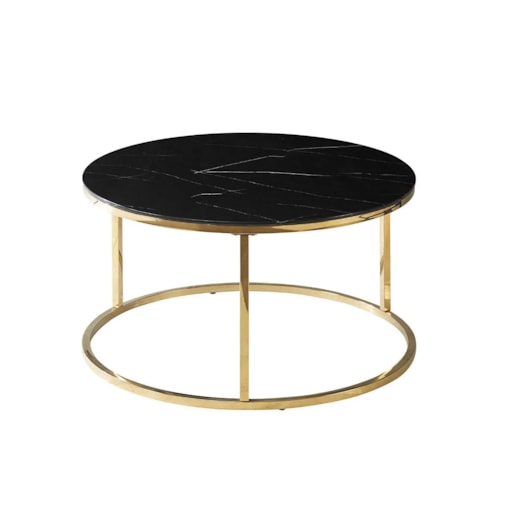 Ława SABINE 80x80 czarny marmur/złota