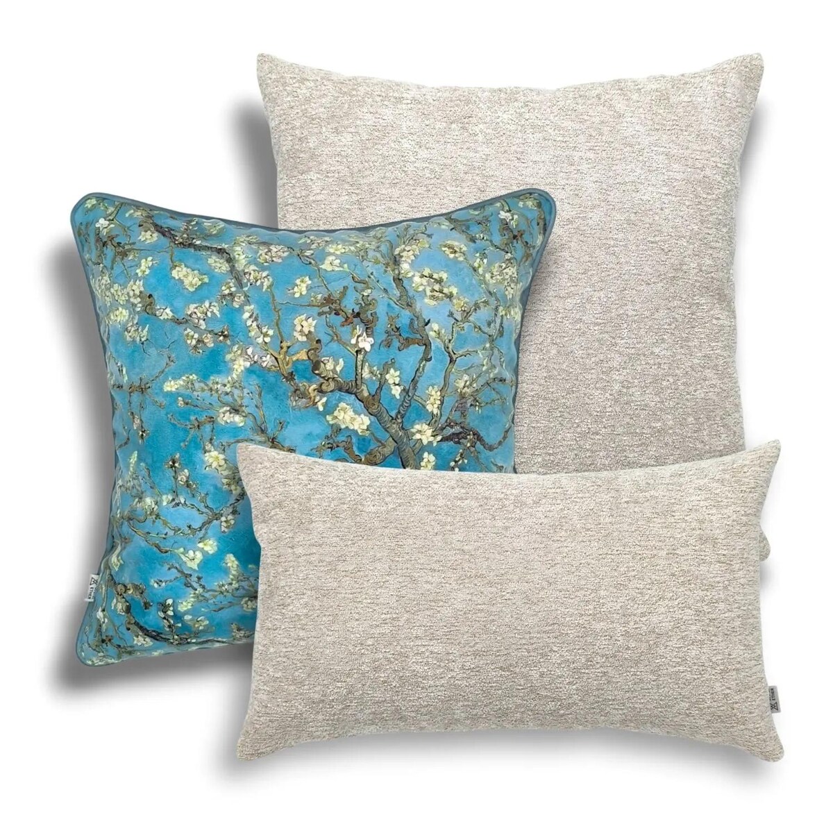 Kremowo turkusowy zestaw poduszek dekoracyjnych Sigrid Sakura