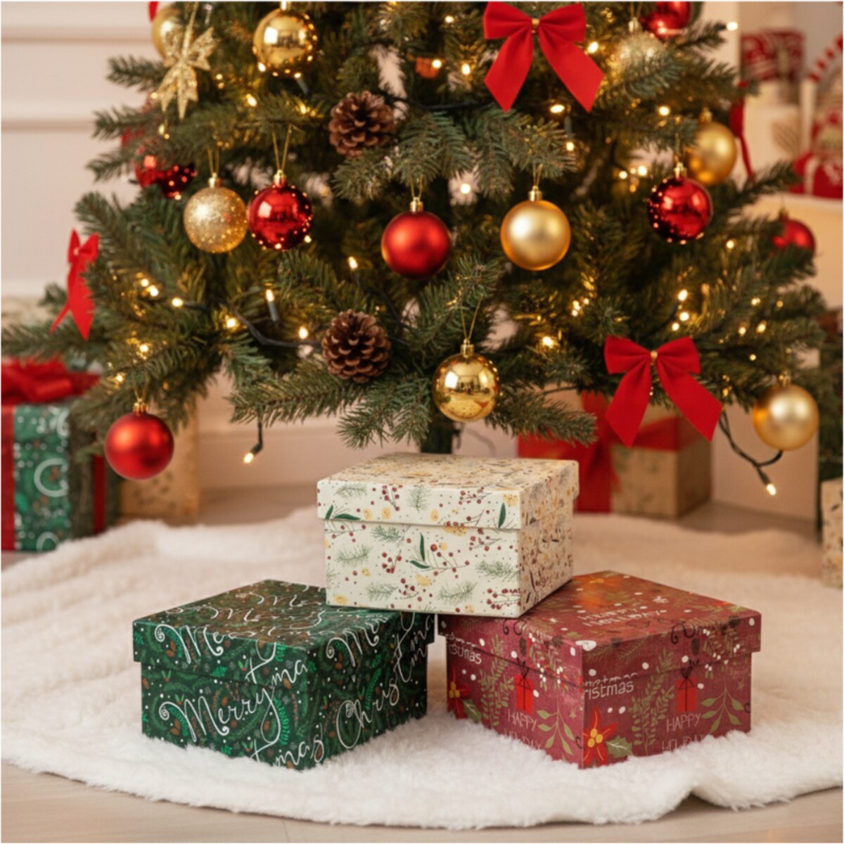 Pudełko Na Prezent Świąteczne Na Boże Narodzenie 14.5X14.5X7 Cm