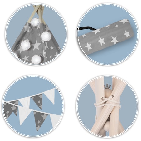 Tipi namiot wigwam dla dzieci teepee girlanda poduszki stabilizator Nukido