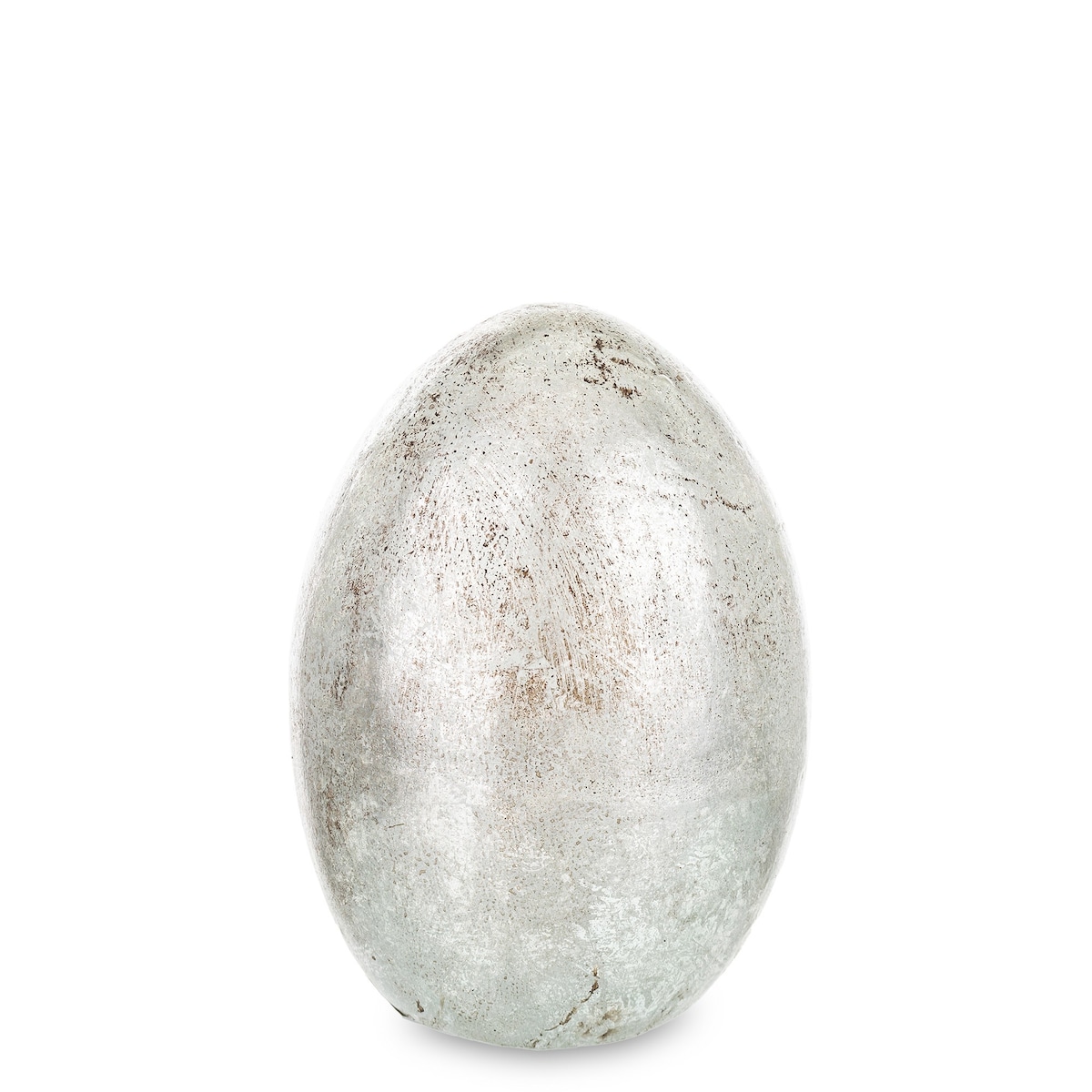 Dekoracja - srebrne jajko z ceramiki 18x13x13 cm MONNI - III