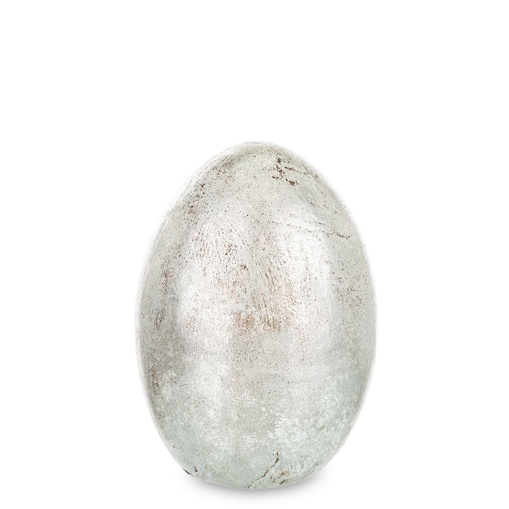 Dekoracja - srebrne jajko z ceramiki 18x13x13 cm MONNI - III
