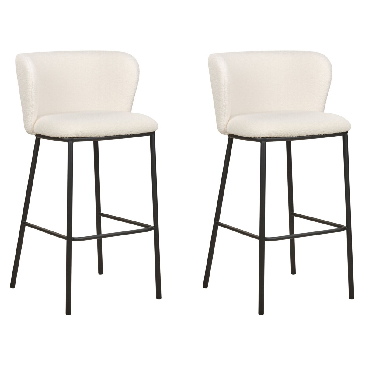 Zestaw 2 krzeseł barowych boucle biały MINA