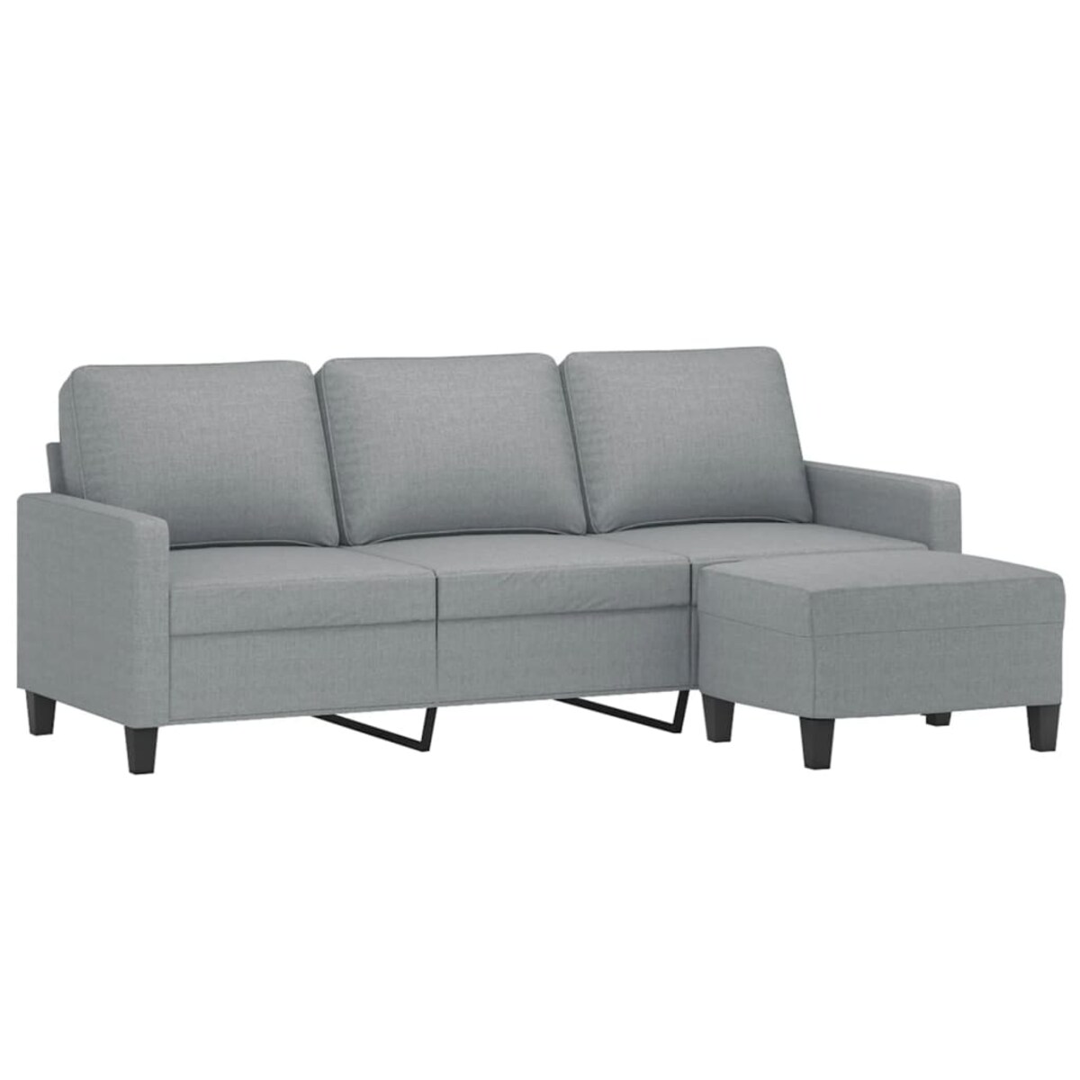 vidaXL 3-osobowa sofa z podnóżkiem, jasnoszara, 180 cm, tkaniną