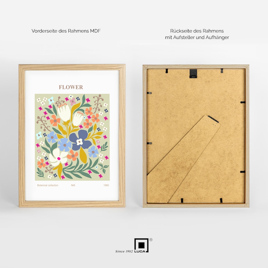 Brązowe ramka na zdjęcia 20x30 cm rama MDF z plexi klasyczna ramka zawieszka stopka