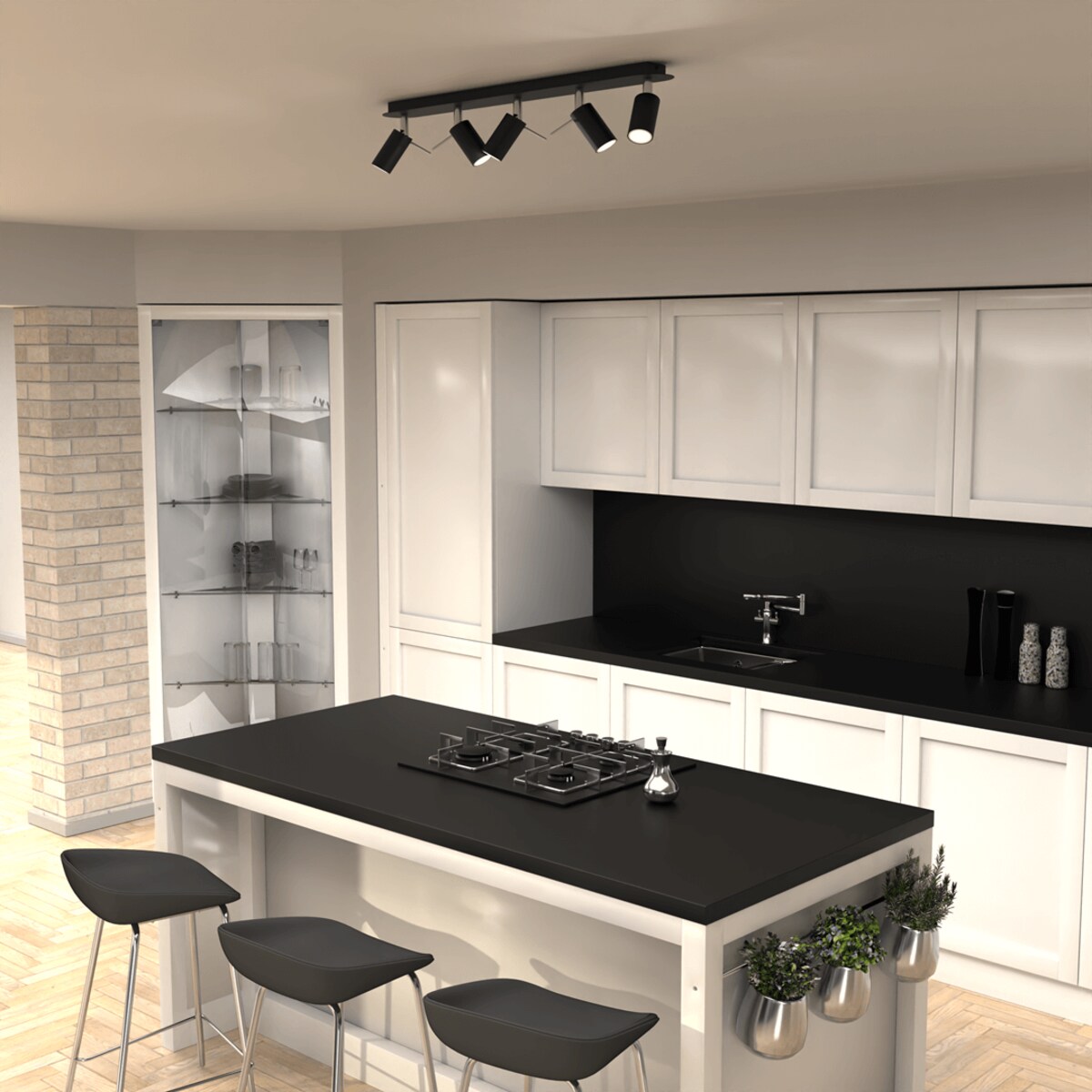 Sufitowa lampa nowoczesna Preston do garderoby czarna