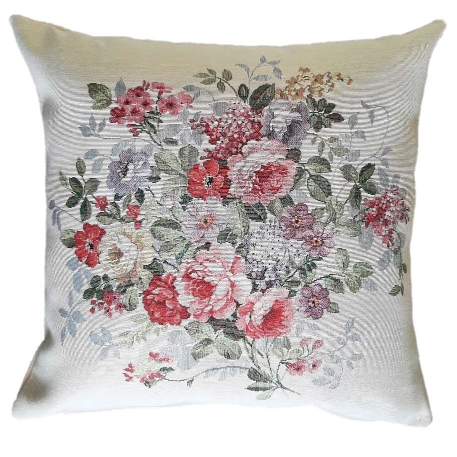 Poszewka Na Poduszkę Jasiek 45X45 Cm Żakardowa Dekoracyjna Ozdobna Róże