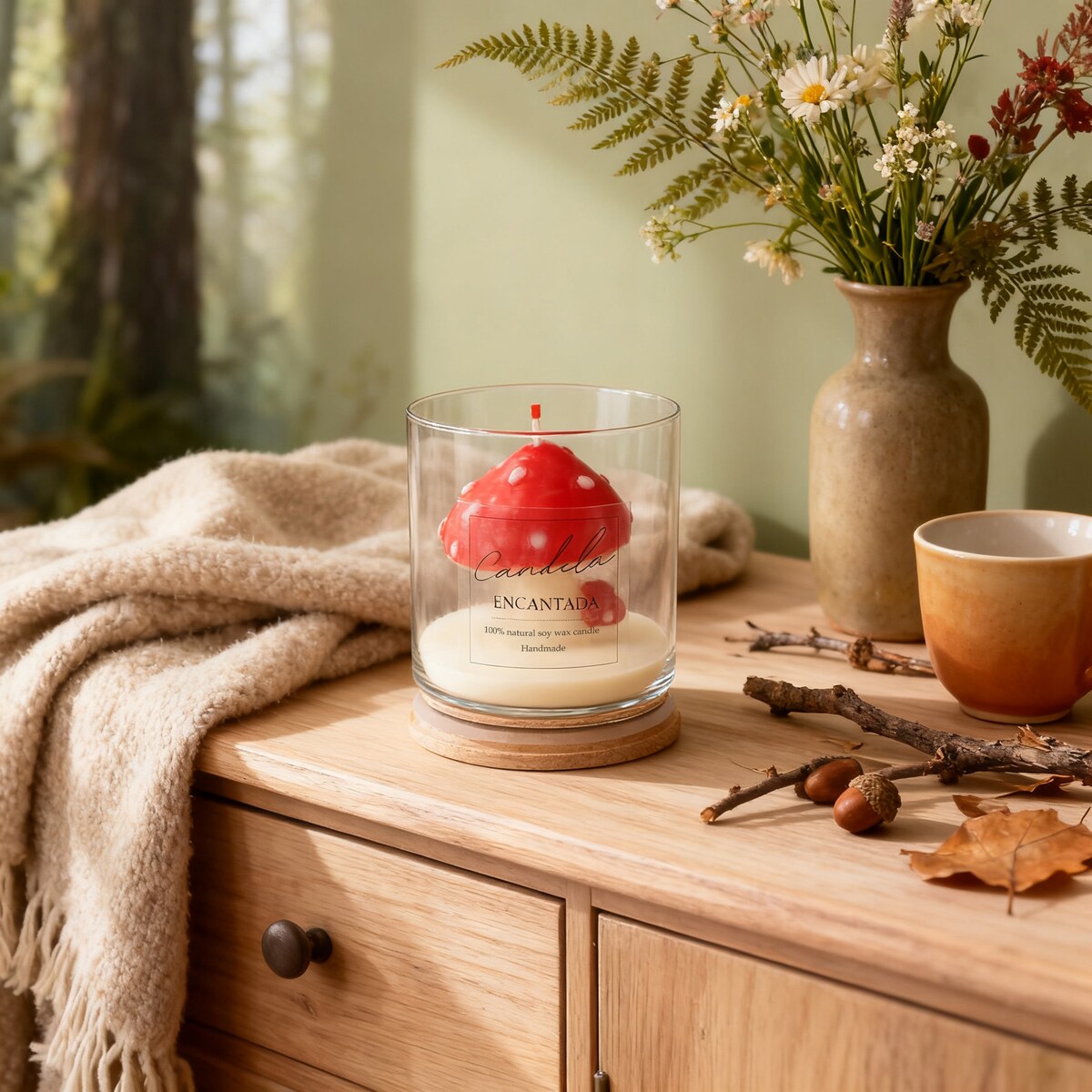 Świeca sojowa ZAPACHOWA świeczka GRZYBY handmade prezent CANDELA ENCANTADA