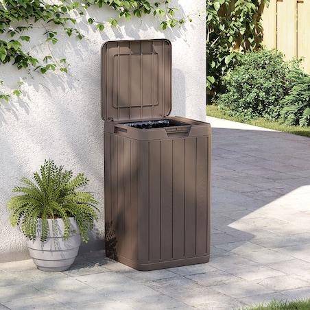 vidaXL Zewnętrzny kosz na śmieci, brązowy, 38x38x65 cm, PP