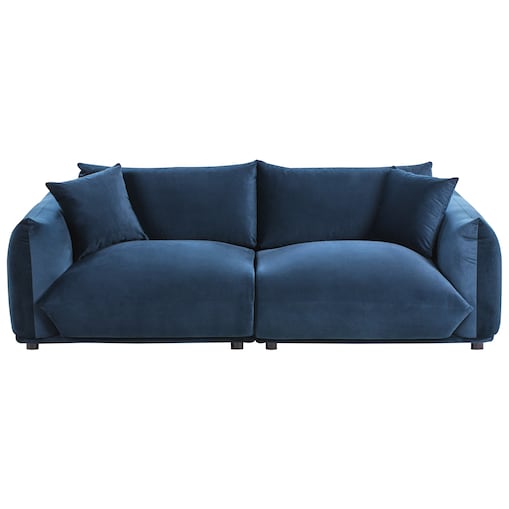 Sofa dla 3 osób LUVOS Welur Ciemnoniebieski