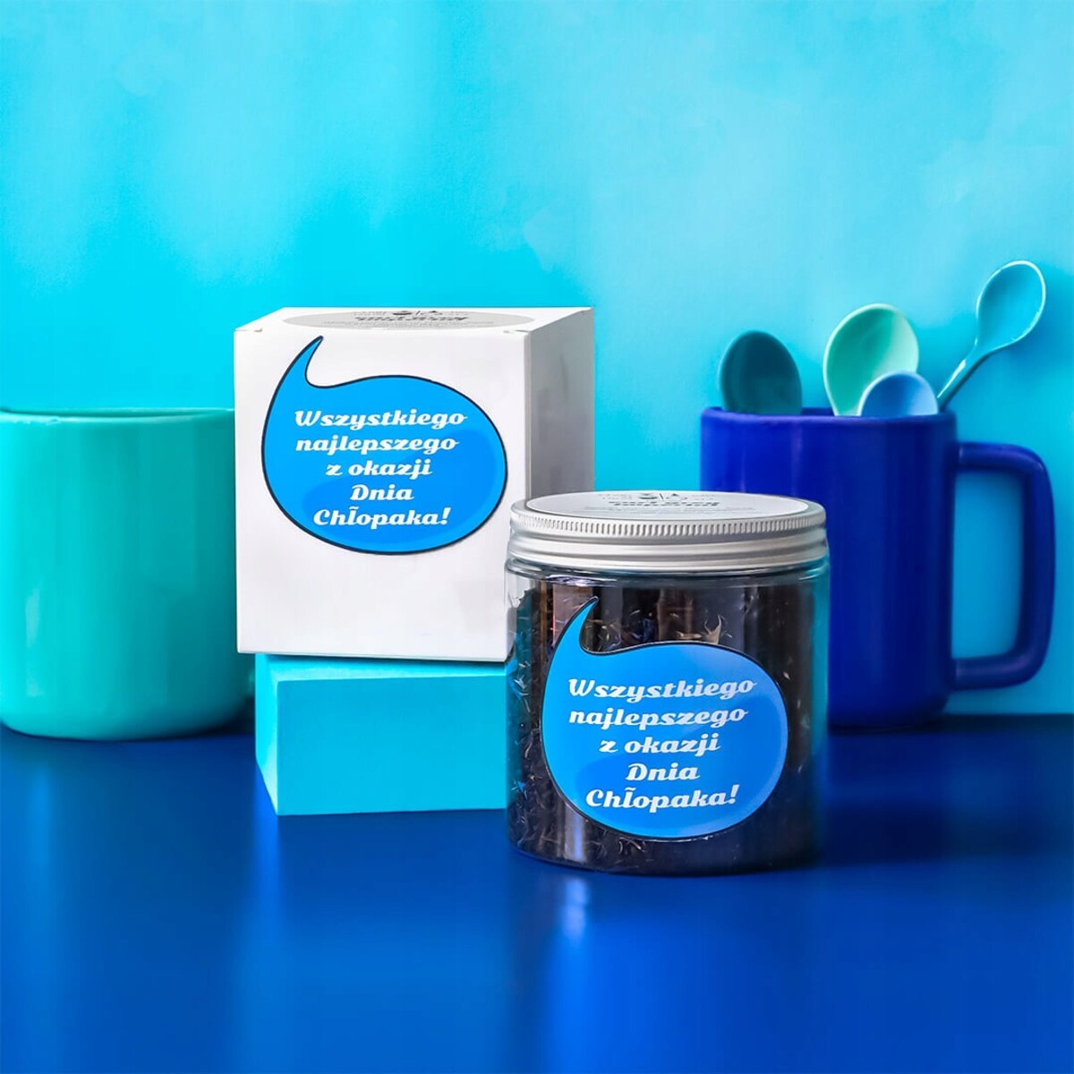 Gotowy zestaw prezentowy personalizowana Herbata Earl Grey Imperial PREMIUM białe opakowanie 120g prezent upominek dla kobiety żony taty brata na imprezę urodziny imieniny