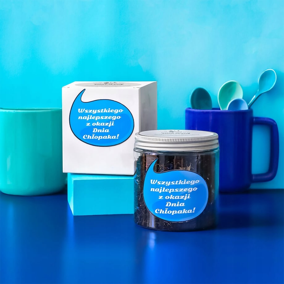 Gotowy zestaw prezentowy personalizowana Herbata Earl Grey Imperial PREMIUM białe opakowanie 120g prezent upominek dla kobiety żony taty brata na imprezę urodziny imieniny