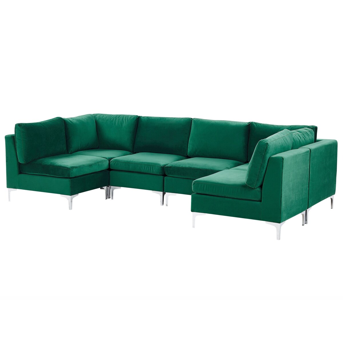 Sofa modułowa 6-osobowa welurowa zielona EVJA
