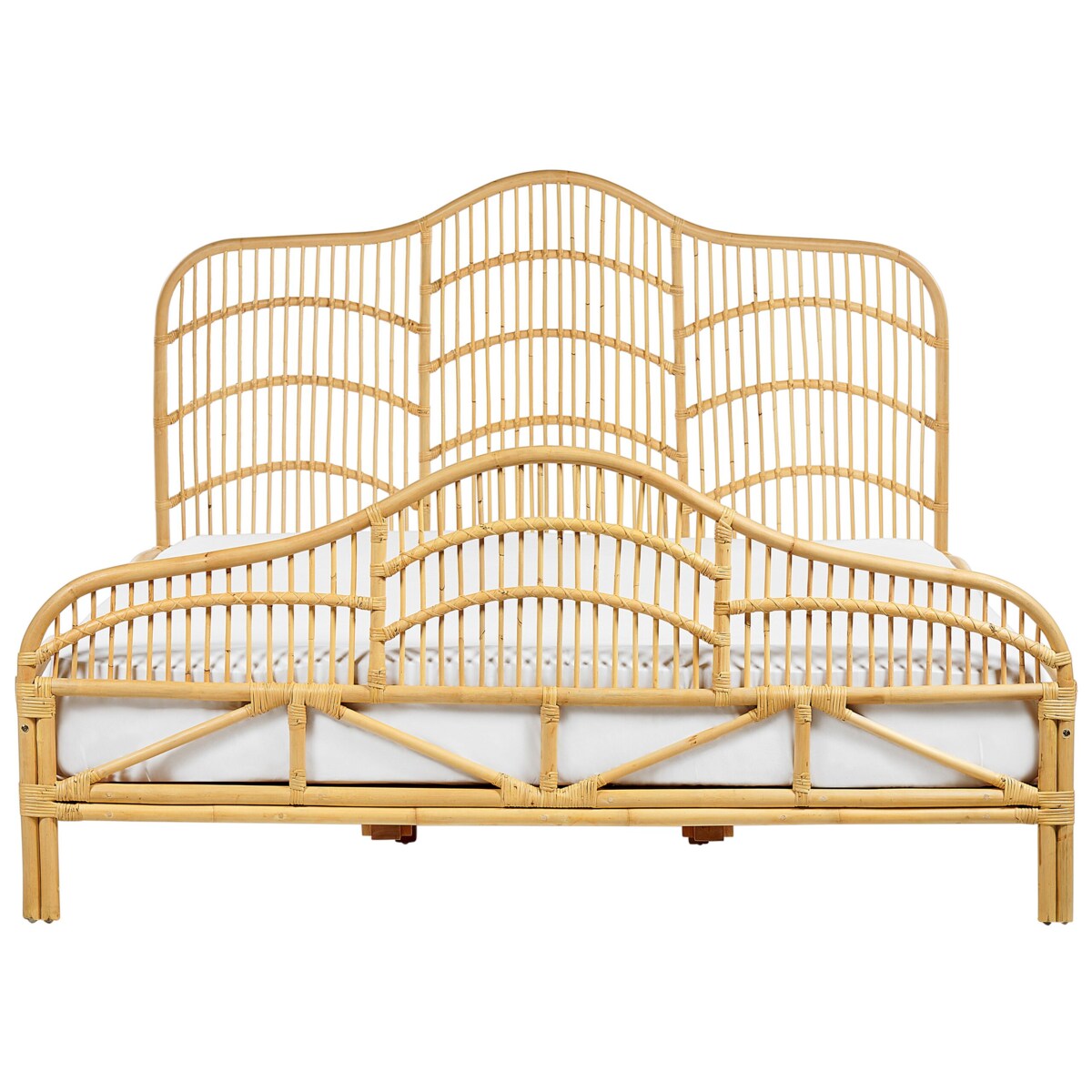 Łóżko rattanowe 180 x 200 cm jasne drewno DOMEYROT