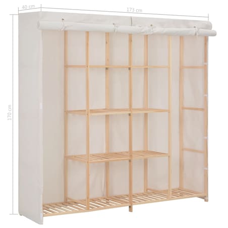 vidaXL Szafa, biała, 173x40x170 cm, materiałowa