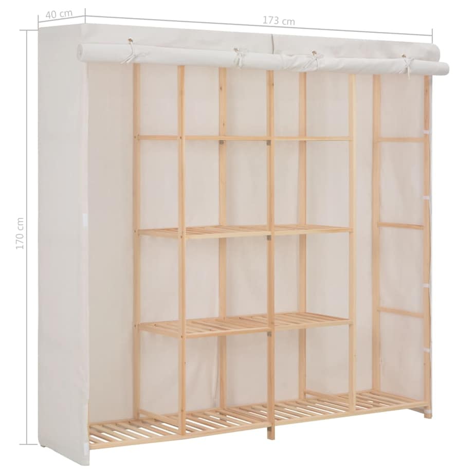 vidaXL Szafa, biała, 173x40x170 cm, materiałowa