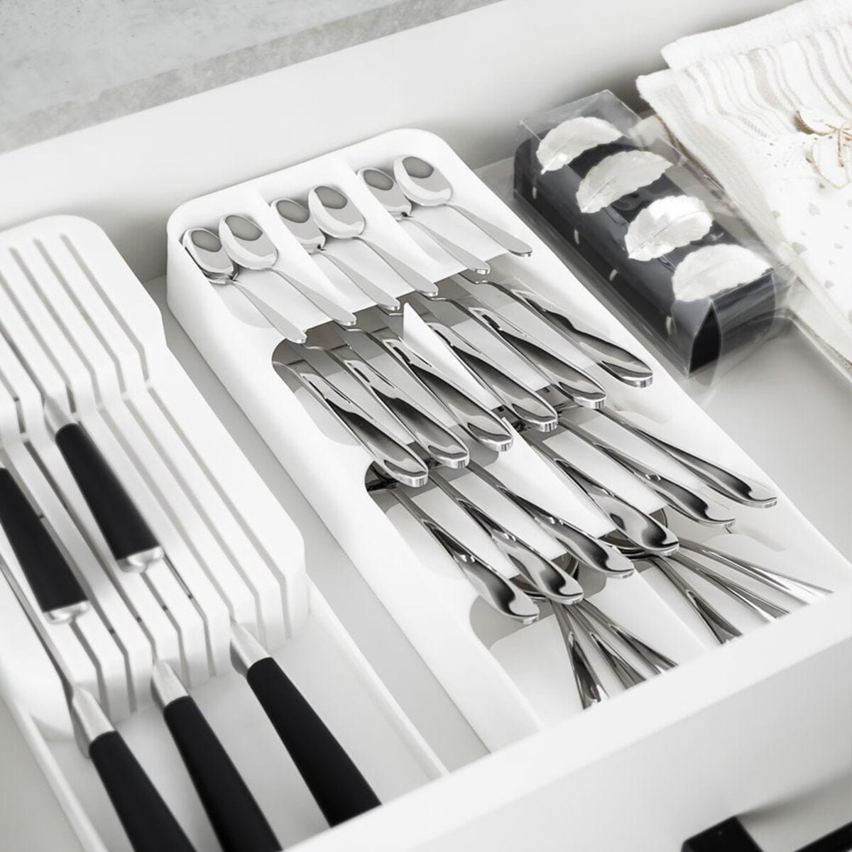 Organizer Wkład do Szuflady na sztućce Biały 39 x 17 x 5,5 cm
