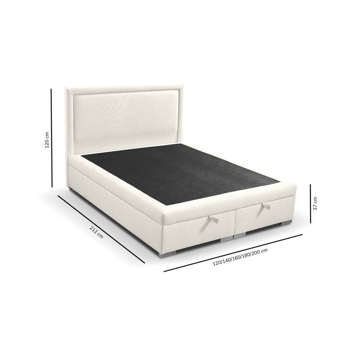 Łóżko tapicerowane SALMA 120x200 z pojemnikiem, Jasny Beż tkanina Megan 353