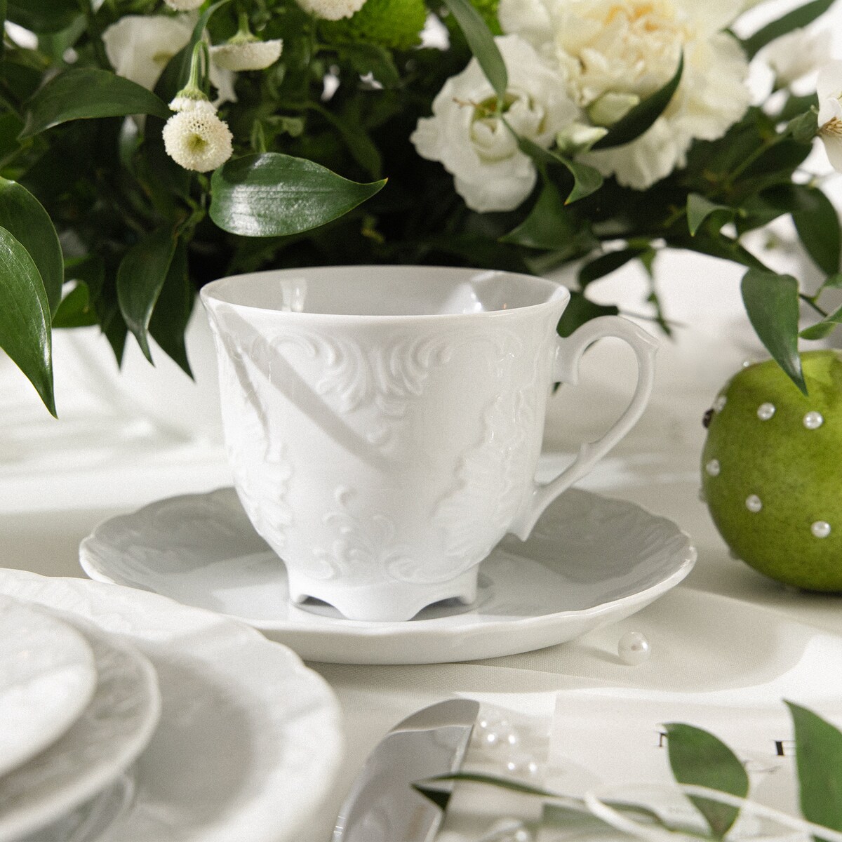 Konsimo ROCOCO MARIA Filiżanka do herbaty ze spodkiem 6 szt.