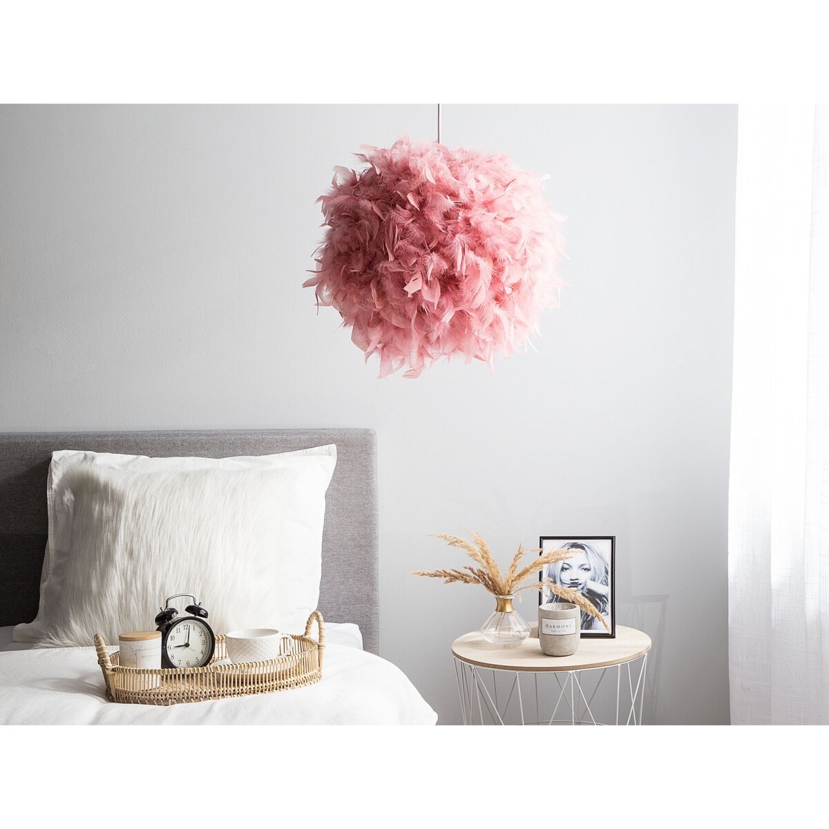 Lampa wisząca pióra różowa DRAVA