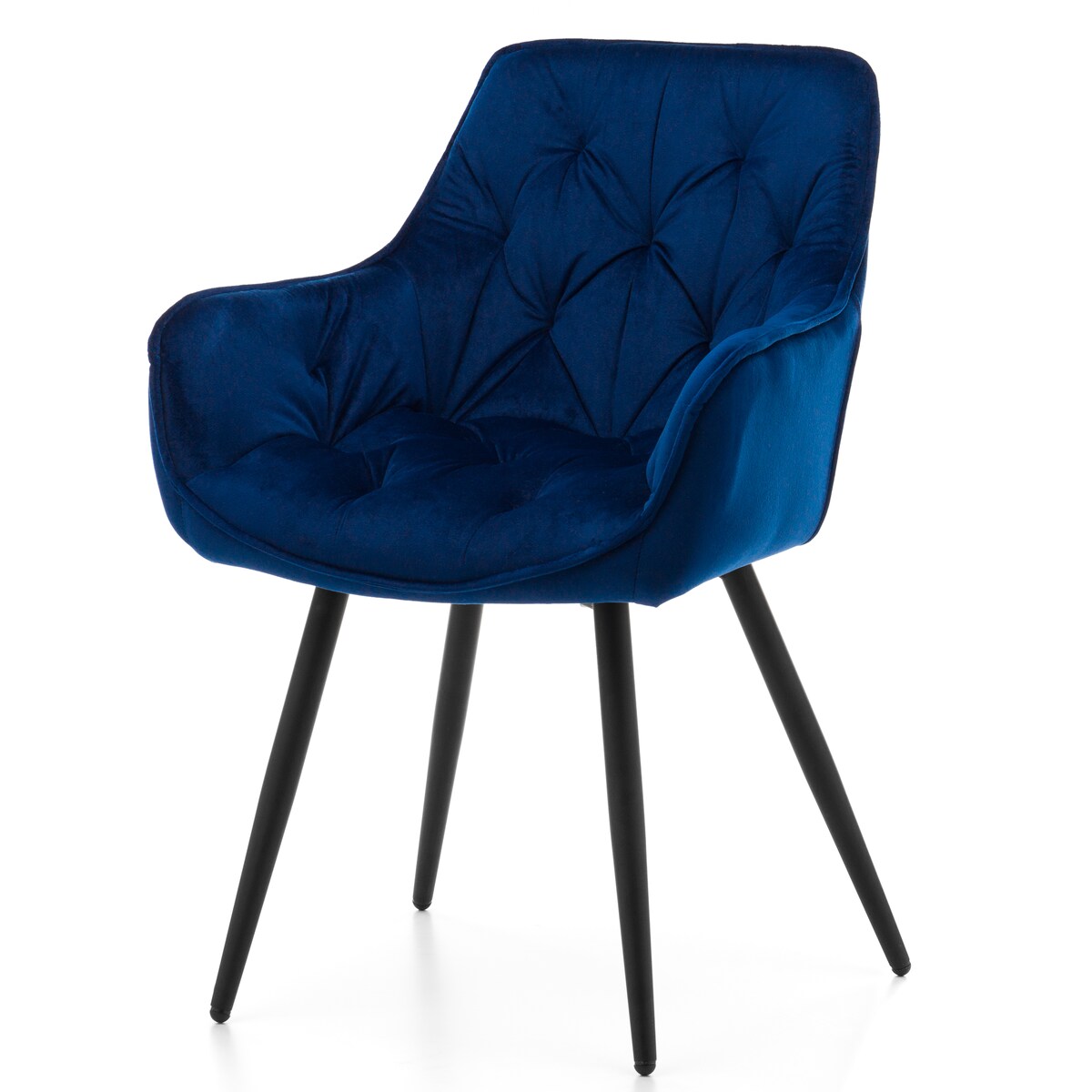 Krzesło tapicerowane pikowane do salonu jadalni welurowe SIENA granatowe