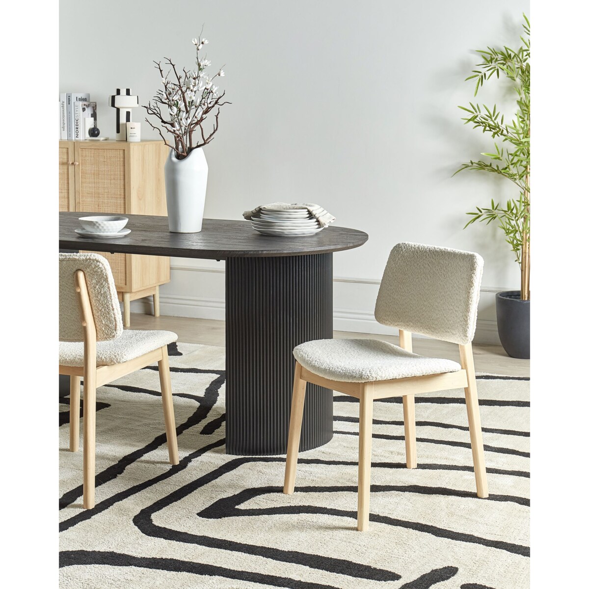 Zestaw 2 krzeseł do jadalni BLANE Drewno kauczukowe Złamana biel