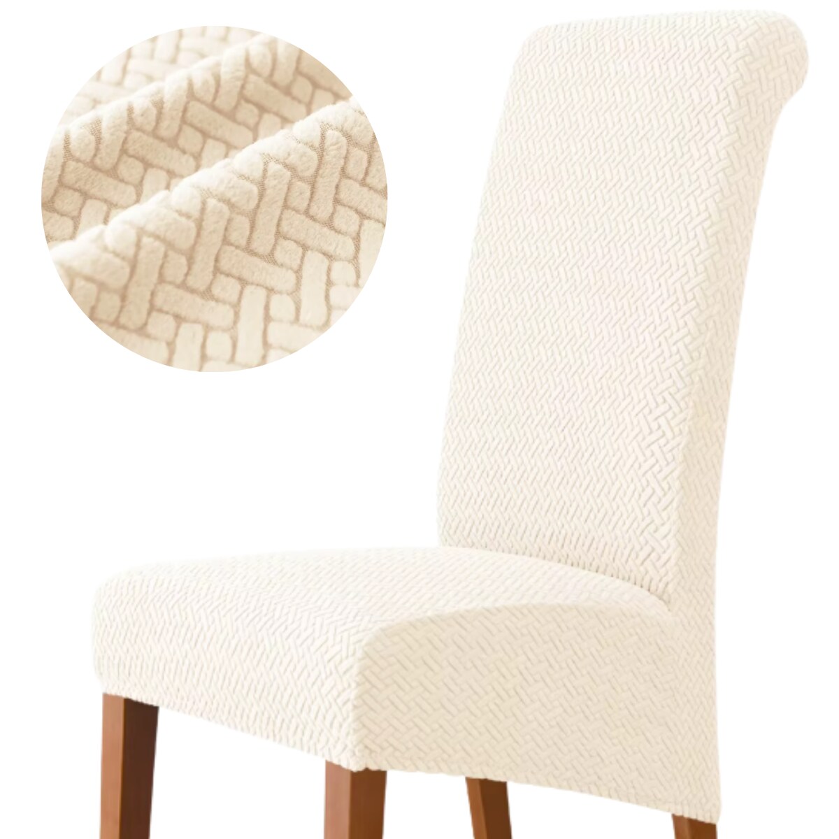 POKROWIEC NA KRZESŁO XL ECRU ŻAKARD PROSTOKĄTNY [13-Z1-EC]