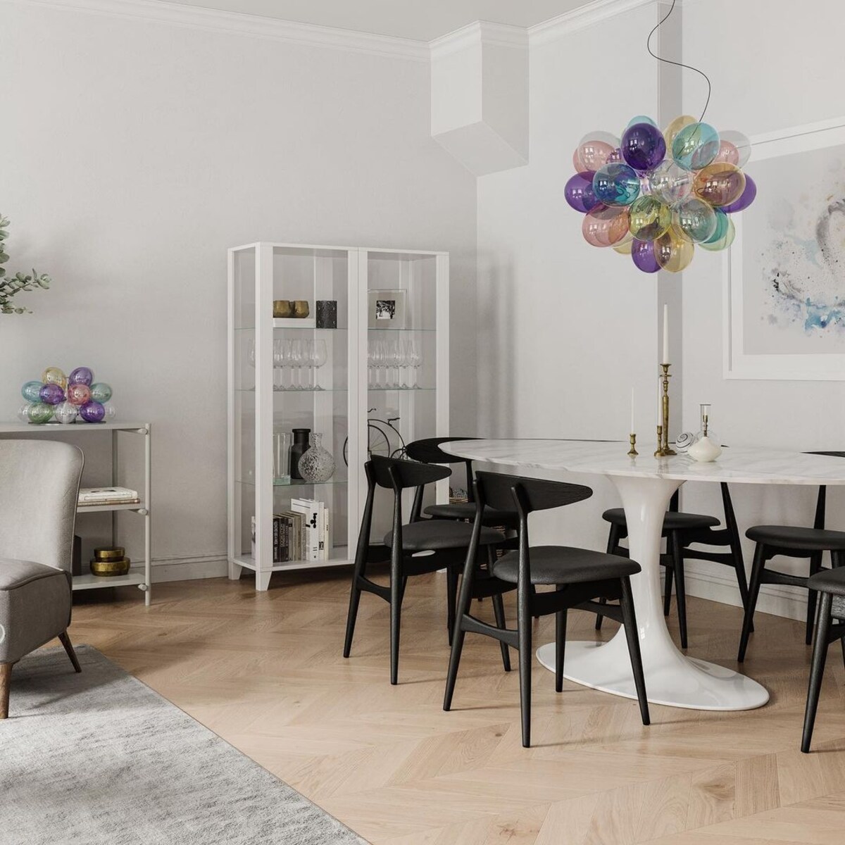 Kolorowa lampa wisząca Gross 4200440-7000 By Rydens szklane bąbelki nad stół