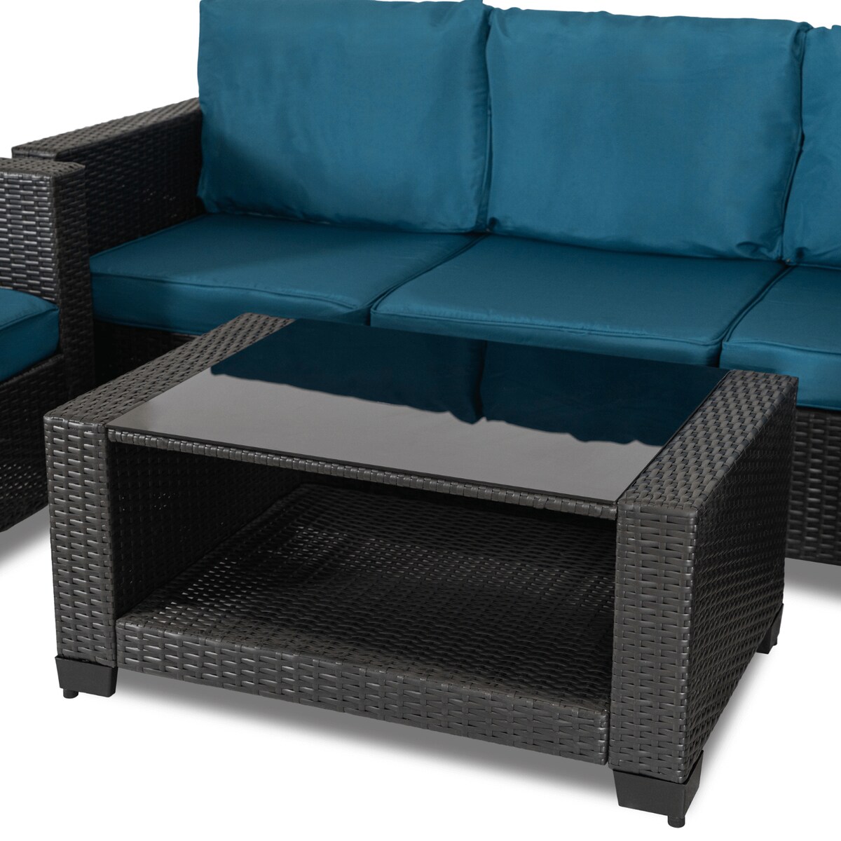 Zestaw Mebli Ogrodowych Technorattan Na Taras Ogród Niebieski Szary OLYMPIA