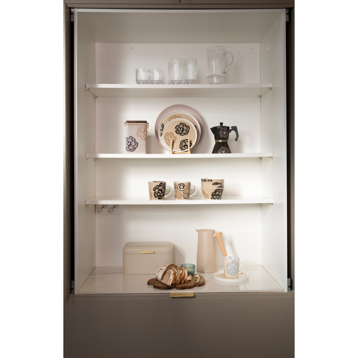 Metalowy chlebak METUL, 30 x 19 x 16 cm, beżowy