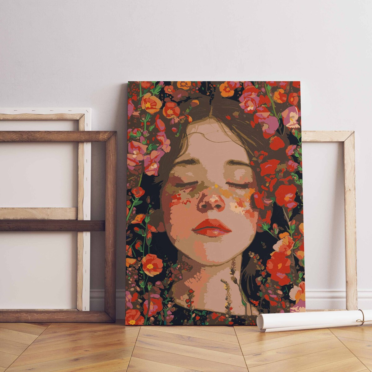 Malowanie po numerach, zestaw DIY – DZIEWCZYNKA Z PIEGAMI 40x50 cm- Produkt PL