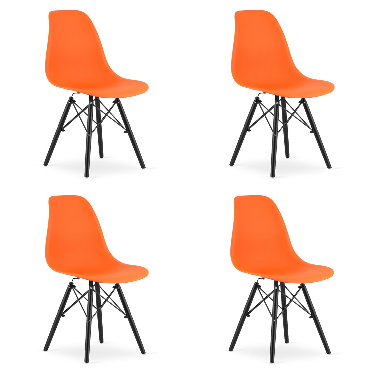 Krzesło Do Jadalni Kuchni Salonu Osaka Pomarańcz / Nogi Czarne X 4
